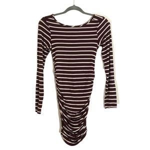 Babymoon by Tart Maternity Stripe Red White Long Sleeve Ruched Top Size XSmall